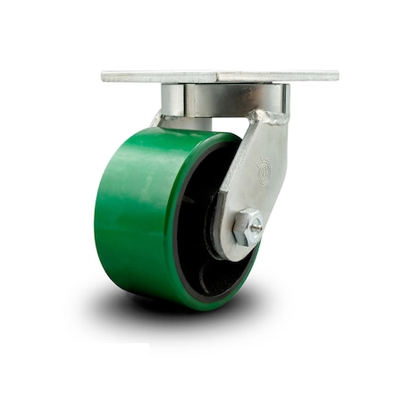 Service Caster 6 Inch Extra Heavy Duty Green Poly on Cast Iron Wheel Swivel Top Plate Caster SCC-KP92S630-PUR-GB